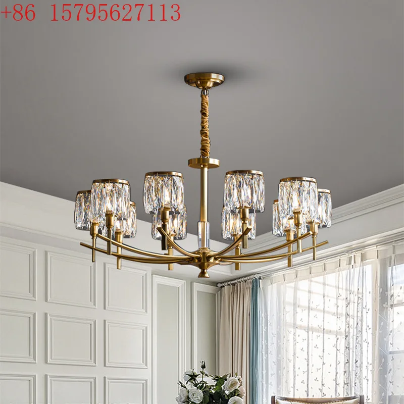 Light luxury crystal chandelier American all-copper post-modern living room lamp Luxury atmosphere villa dining room lamp
Light luxury crystal chandelier American all-copper post-modern living room lamp Luxury atmosphere villa dining room lamp