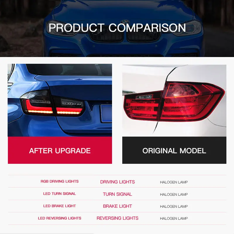 Задние фонари для BMW 3 серии F30 F35 2013-2018: Обновленные, модифицированные под новые динамические светодиодные ДХО и указатели поворота, аксессуары
Задние фонари для BMW 3 серии F30 F35 2013-2018: Обновленные, модифицированные под новые динамические светодиодные ДХО и указатели поворота, аксессуары