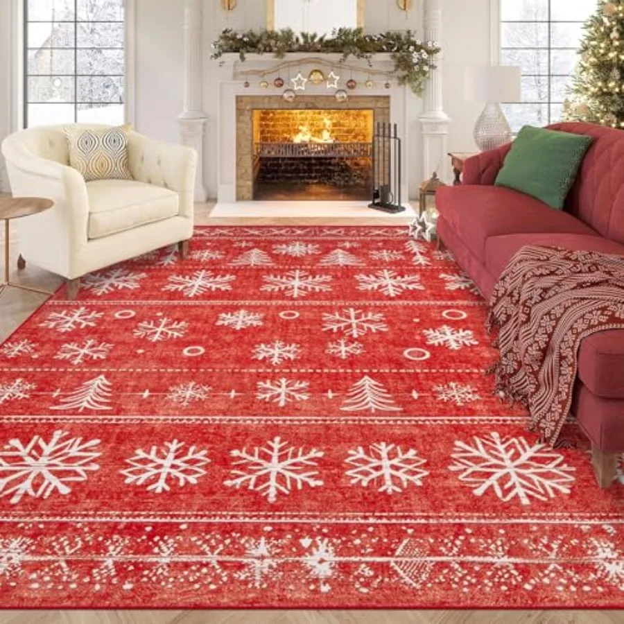 Christmas living room area rug, polyester, Xmas Red, machine washable non-slip soft low pile boho snowflake tree design for bed
Christmas living room area rug, polyester, Xmas Red, machine washable non-slip soft low pile boho snowflake tree design for bed