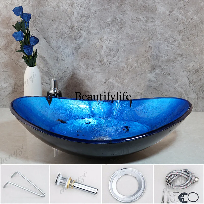 Monite Blue Bathroom Washbasin Countertop Tempered Glass Basin Sink Faucet Set Brass Waterfall Faucet Washroom Vessel Vanity Bar
Monite Blue Bathroom Washbasin Countertop Tempered Glass Basin Sink Faucet Set Brass Waterfall Faucet Washroom Vessel Vanity Bar