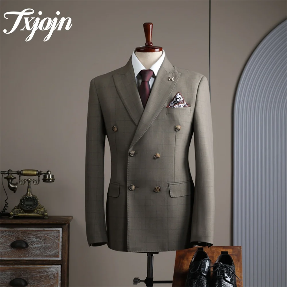 Elegant Double Breasted Men Suit For Wedding Interview Formal Notched Lapel Men Suit Classic Slim Suit For Groom Graduation Suit
Elegant Double Breasted Men Suit For Wedding Interview Formal Notched Lapel Men Suit Classic Slim Suit For Groom Graduation Suit