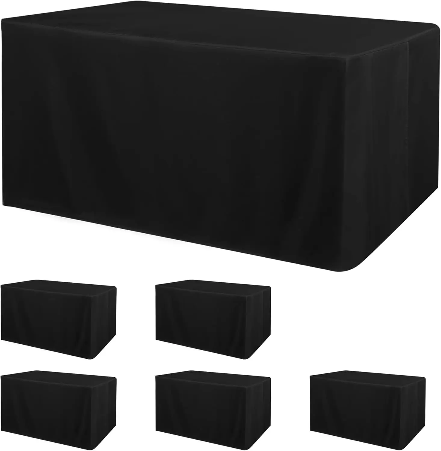 6 Pack Fitted Tablecloth for 6 Foot Rectangle Tables - Water Resistant Polyester, Washable, 72x30x30 Inches, Black
6 Pack Fitted Tablecloth for 6 Foot Rectangle Tables - Water Resistant Polyester, Washable, 72x30x30 Inches, Black