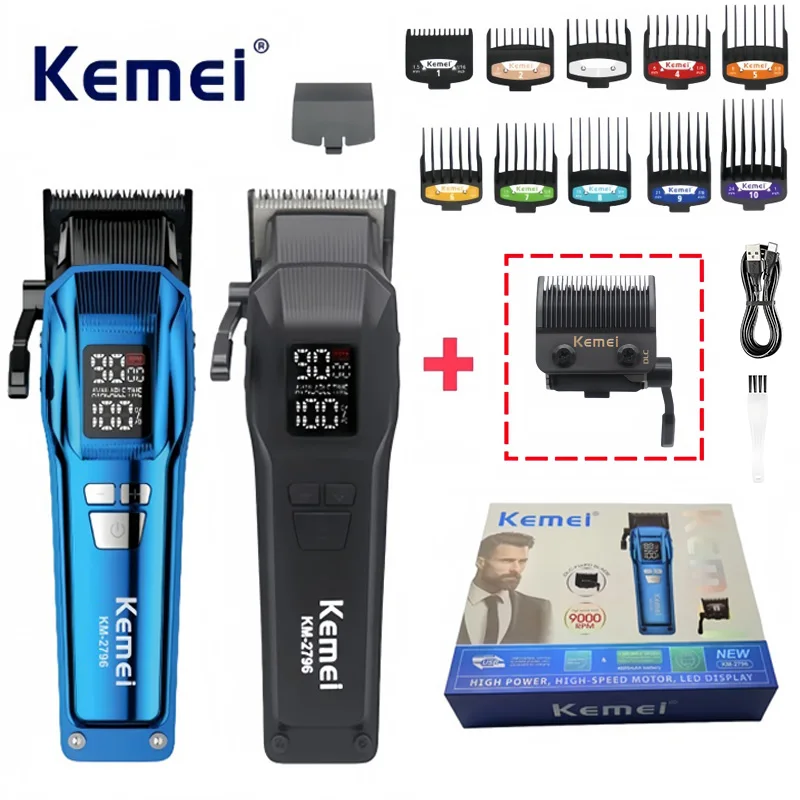 Kemei KM-2796 Профессиональная электрическая машинка для стрижки волос для парикмахеров, сверхдлительный срок службы батареи, зарядка через USB, беспроводной триммер для волос.
Kemei KM-2796 Профессиональная электрическая машинка для стрижки волос для парикмахеров, сверхдлительный срок службы батареи, зарядка через USB, беспроводной триммер для волос.
