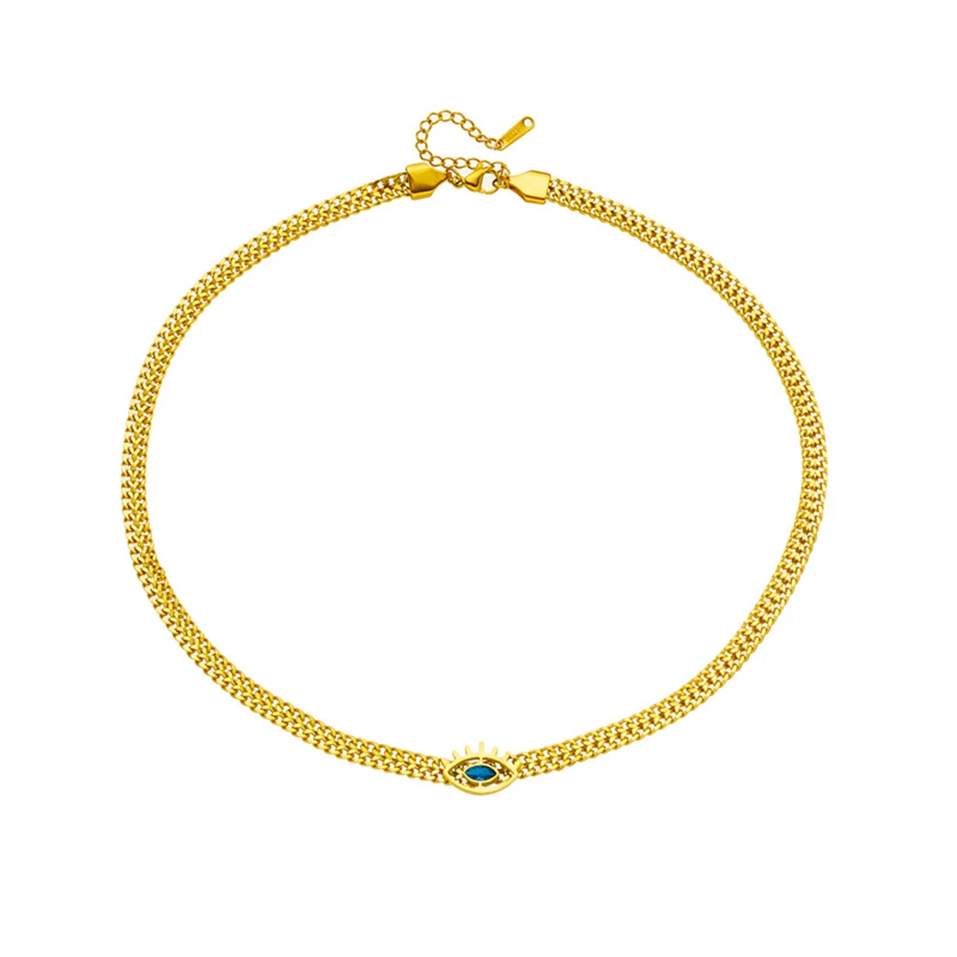 Vintage Small Zirconia Evil Eyes Charm Necklace Female Gold Color Stainless Steel Cuban Chain Choker Necklaces for Woman Jewelry
Vintage Small Zirconia Evil Eyes Charm Necklace Female Gold Color Stainless Steel Cuban Chain Choker Necklaces for Woman Jewelry