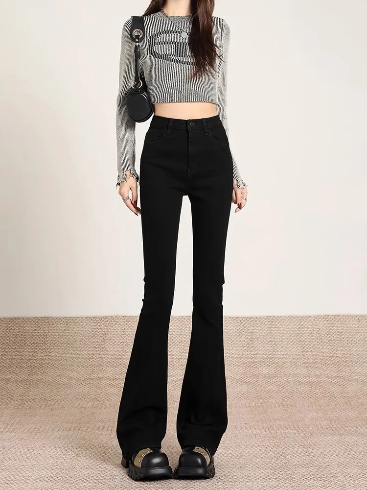High Waist Flared Jeans Women's Black Elastic Casual Cotton Denim Pants Slimming Long Trousers Autumn Winter Fashion
High Waist Flared Jeans Women's Black Elastic Casual Cotton Denim Pants Slimming Long Trousers Autumn Winter Fashion