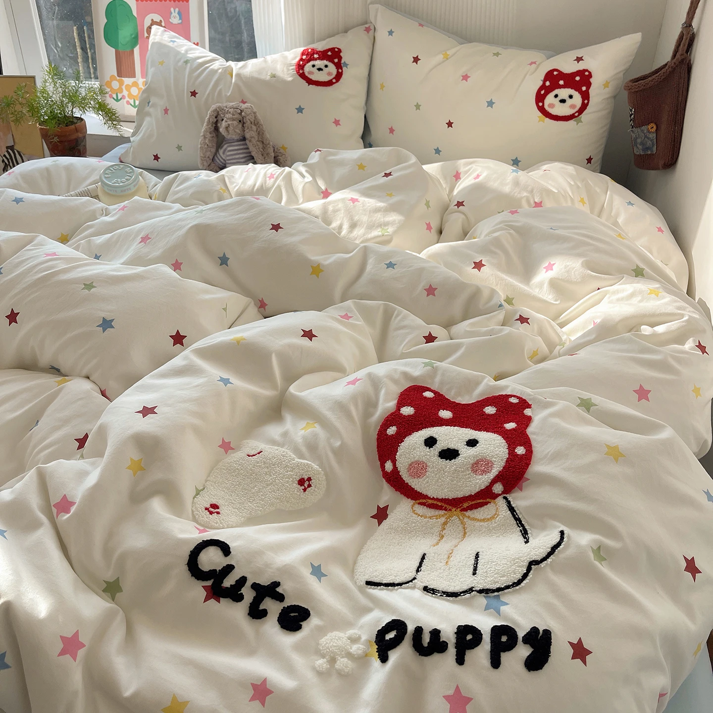Cute Puppy Towel Embroidery Bedding sets and Components Duvet Cover with Pillowcase Bed Sheets Bed Linen sets for Girls Kids
Cute Puppy Towel Embroidery Bedding sets and Components Duvet Cover with Pillowcase Bed Sheets Bed Linen sets for Girls Kids