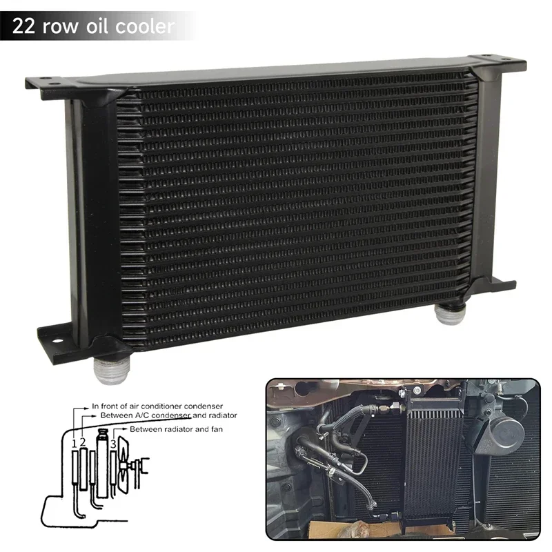 Oil Cooler Universal AN10 15/22 Row 248MM 7/8"-14 UNF Engine Transmission MOCAL Style Aluminum Black/Silver
Oil Cooler Universal AN10 15/22 Row 248MM 7/8"-14 UNF Engine Transmission MOCAL Style Aluminum Black/Silver