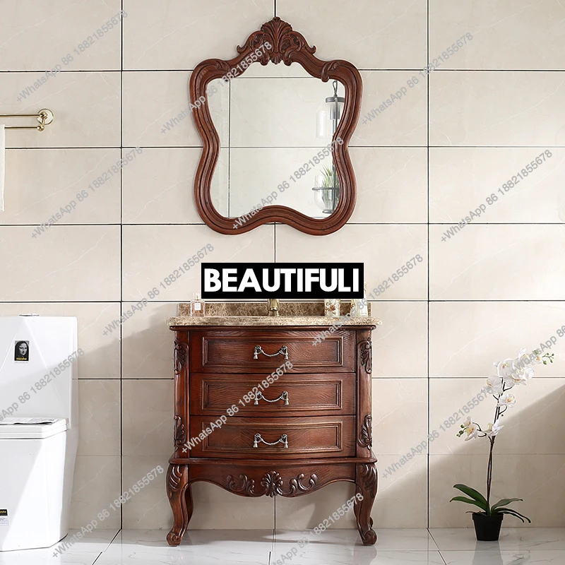 Red oak European bathroom cabinet, small apartment wash basin cabinet combination solid wood wash table
Red oak European bathroom cabinet, small apartment wash basin cabinet combination solid wood wash table
