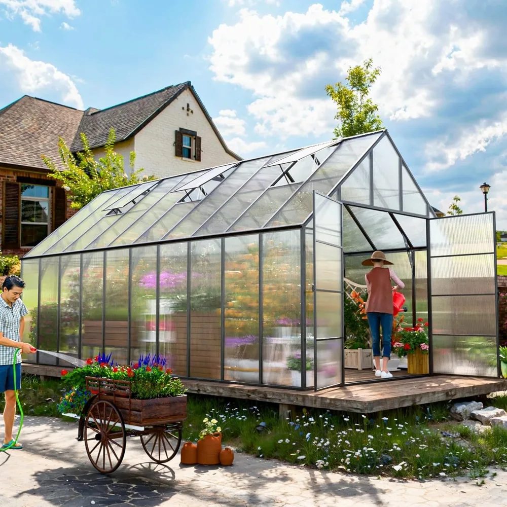 Upgraded Heavy Duty Aluminum Walk-in Greenhouse with Quick Setup Structure, Greenhouses
Upgraded Heavy Duty Aluminum Walk-in Greenhouse with Quick Setup Structure, Greenhouses