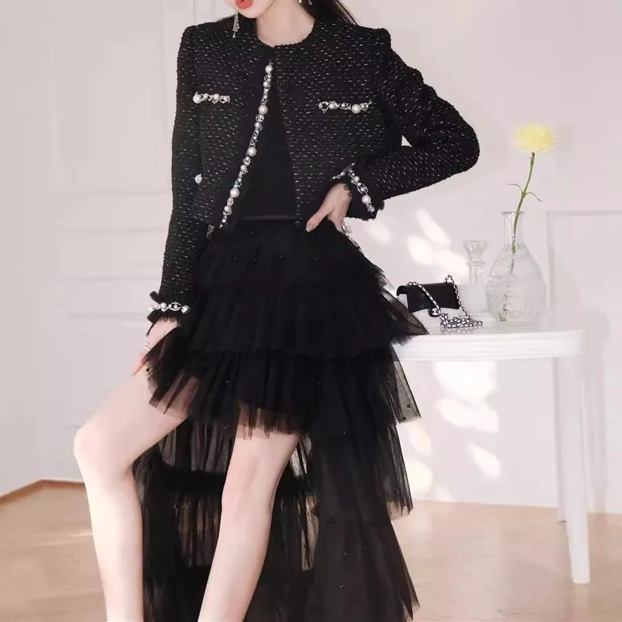 Pearl Trimmed Woolen Jacket Top Women's Small Luxury Style Decorative Outerwear Autumn Winter Fashion Trend Chinese Production
Pearl Trimmed Woolen Jacket Top Women's Small Luxury Style Decorative Outerwear Autumn Winter Fashion Trend Chinese Production