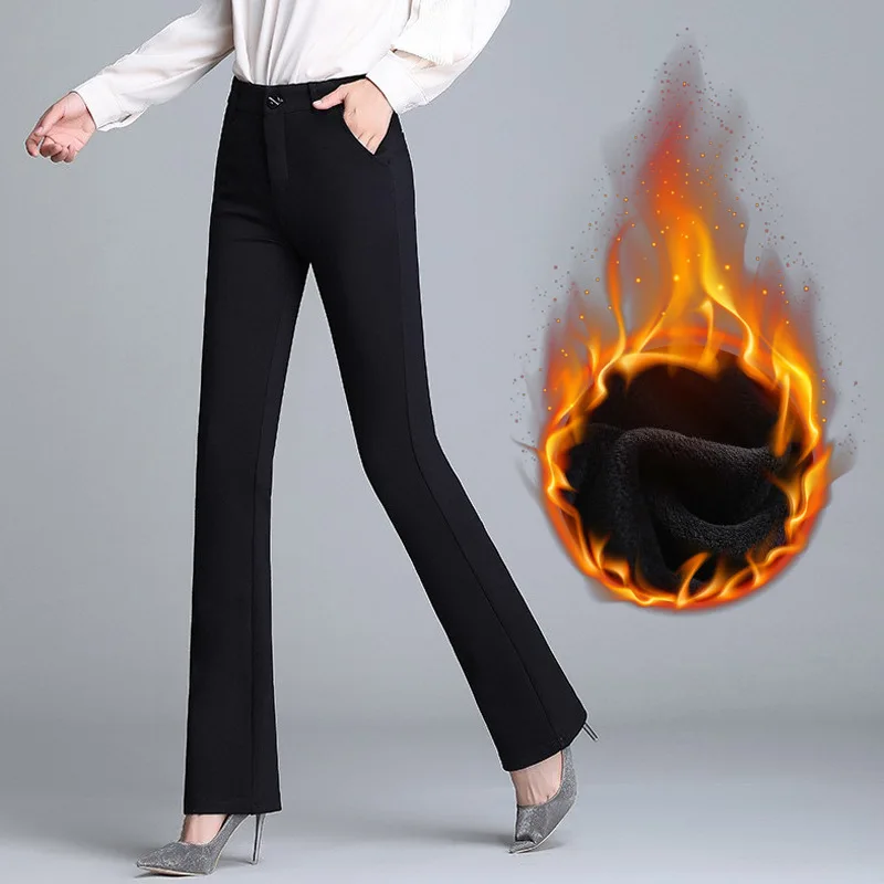 Women's Fleece Flare Pants, Elastic Trousers, Casual Pants, High Waist Suit, Black, Large Size, 4XL, Winter
Women's Fleece Flare Pants, Elastic Trousers, Casual Pants, High Waist Suit, Black, Large Size, 4XL, Winter