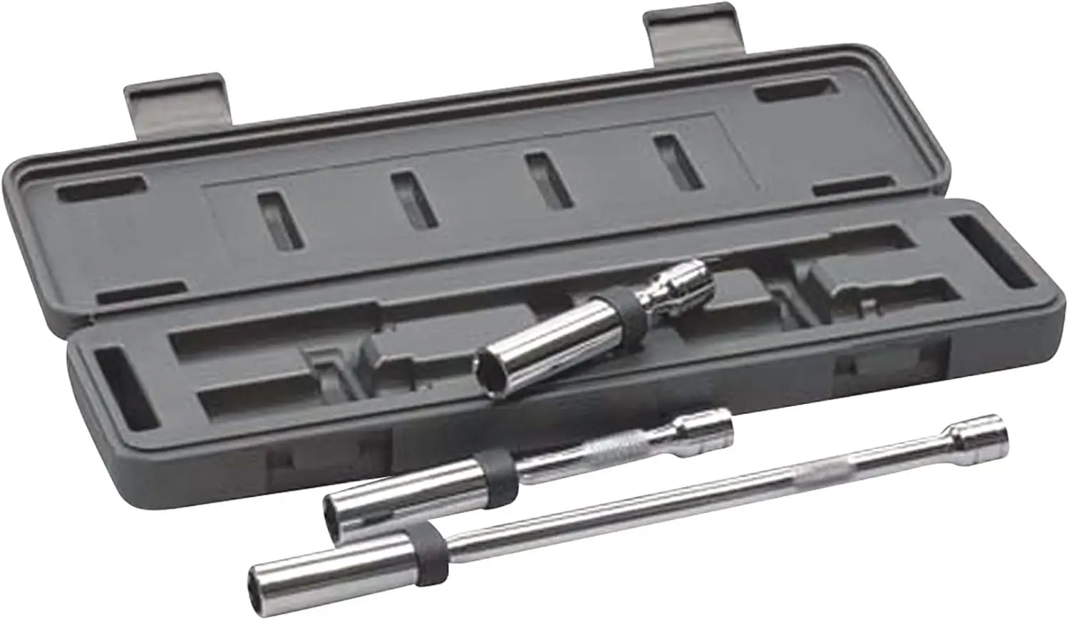 3/8" Drive 6 Pt. Magnetic Swivel Spark Plug Socket Set 3 Pc. 4" 6" 11"
3/8" Drive 6 Pt. Magnetic Swivel Spark Plug Socket Set 3 Pc. 4" 6" 11"
