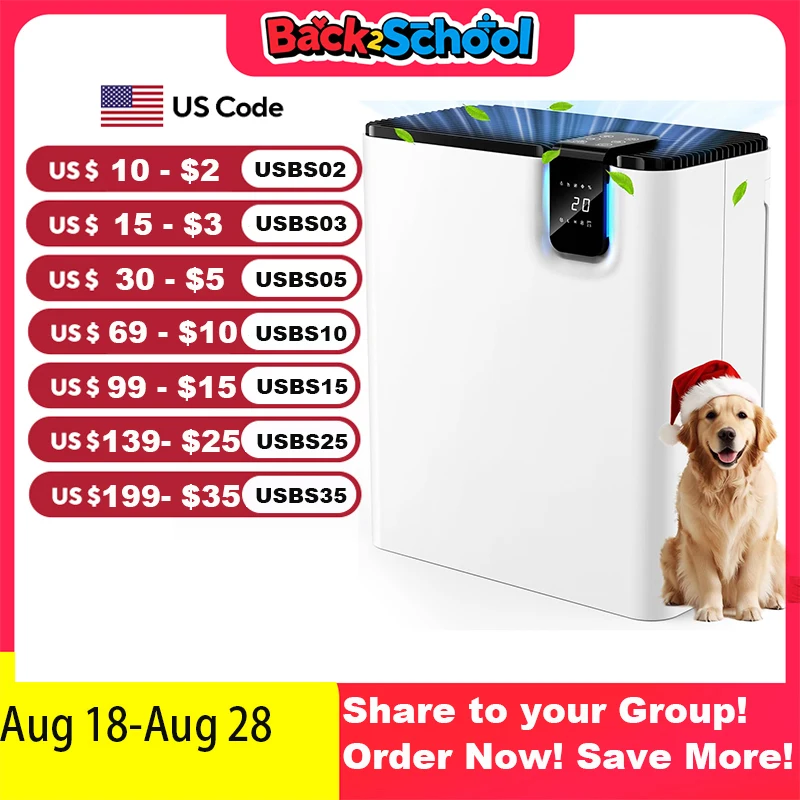 Очиститель воздуха AROEVE для спальни с фильтром H13larla Dual Purification Digital Smart Auto CADR Настройка времени 2500Ft2 Покрытие
Очиститель воздуха AROEVE для спальни с фильтром H13larla Dual Purification Digital Smart Auto CADR Настройка времени 2500Ft2 Покрытие