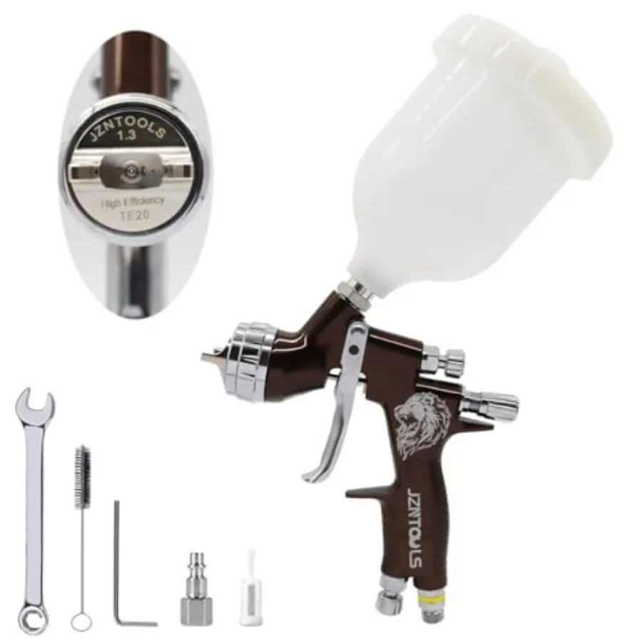 Car paint spray gun for varnish and top coat application forged aluminum body with anodised finish .3mm nozzle HVLP TE20 air sp
Car paint spray gun for varnish and top coat application forged aluminum body with anodised finish .3mm nozzle HVLP TE20 air sp