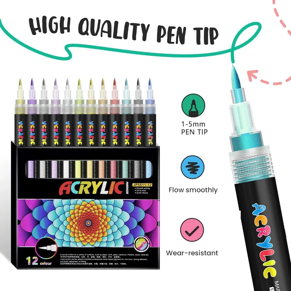 12/24 Colors Soft-head Acrylic Marker Pen Opaque Color Stackable Artists Specific Watercolor Pen Stationery Art Supplies
12/24 Colors Soft-head Acrylic Marker Pen Opaque Color Stackable Artists Specific Watercolor Pen Stationery Art Supplies