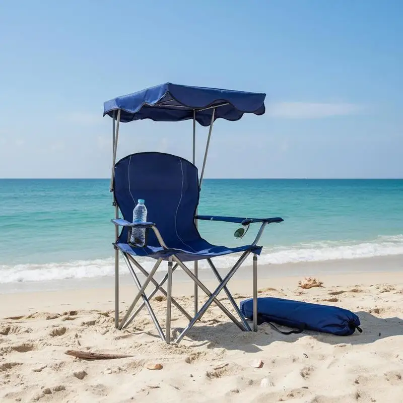 Portable Folding Beach Canopy Chair with Cup Holders-Blue
Portable Folding Beach Canopy Chair with Cup Holders-Blue