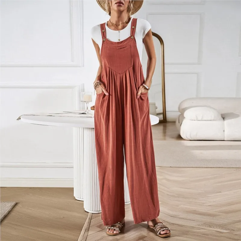 Solid Color combinaison femme Pants for jumpsuit Sleeveless Loose Wide Leg Jumpsuit Fashion Casual Streetwear Loose Jumpsuits
Solid Color combinaison femme Pants for jumpsuit Sleeveless Loose Wide Leg Jumpsuit Fashion Casual Streetwear Loose Jumpsuits