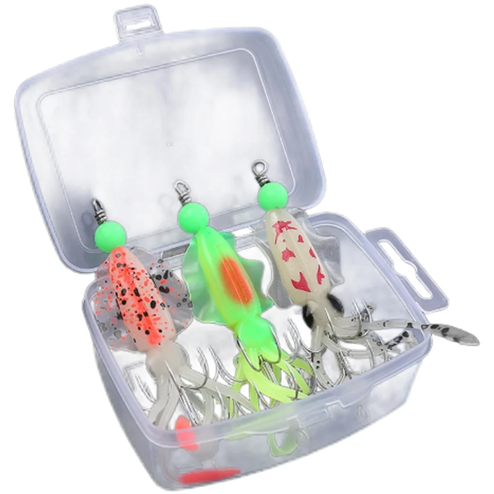 3pcs Luminous Squid Jig Set with Simulated Fish Eye and Double Hooks for Effective Fishing of Tuna and Grouper
3pcs Luminous Squid Jig Set with Simulated Fish Eye and Double Hooks for Effective Fishing of Tuna and Grouper