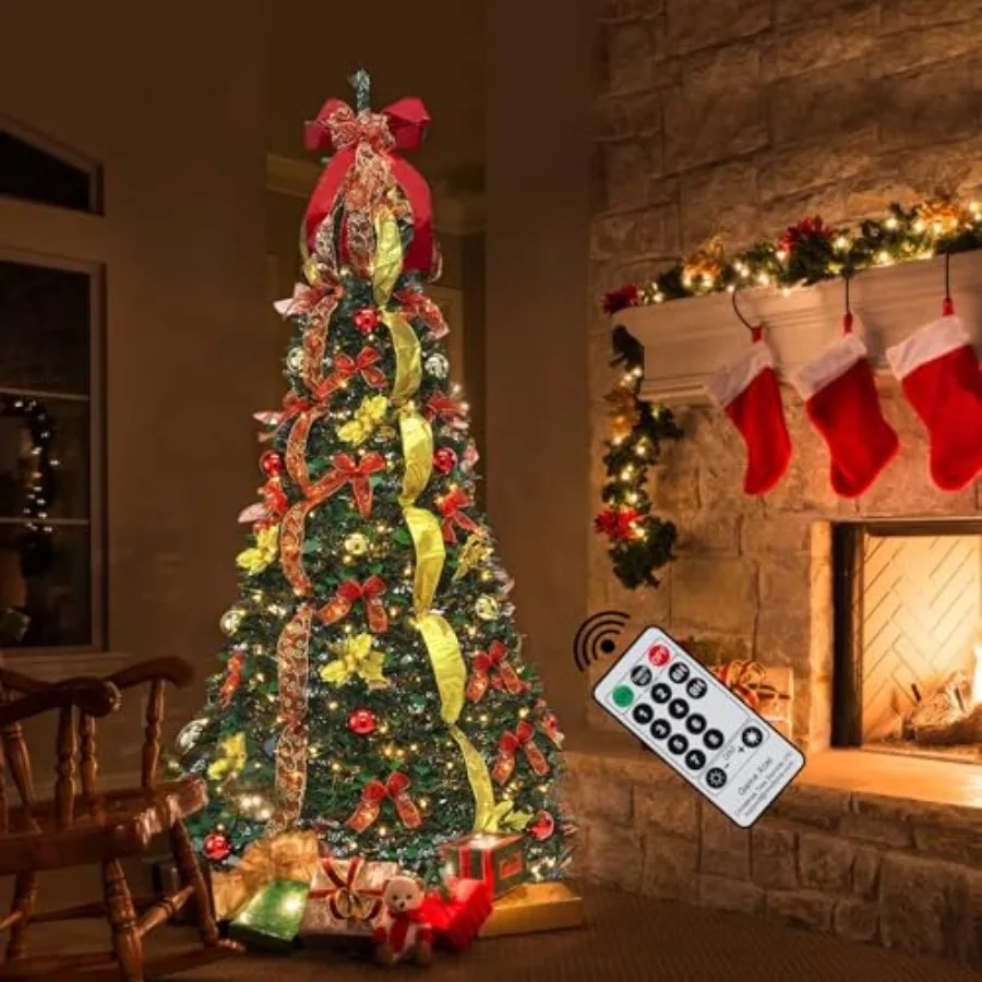 6.5FT Up Christmas Tree with Lights and Decorations and Remote and Timer, Prelit Fully Decorated Pull Up Artificial Christmas T
6.5FT Up Christmas Tree with Lights and Decorations and Remote and Timer, Prelit Fully Decorated Pull Up Artificial Christmas T