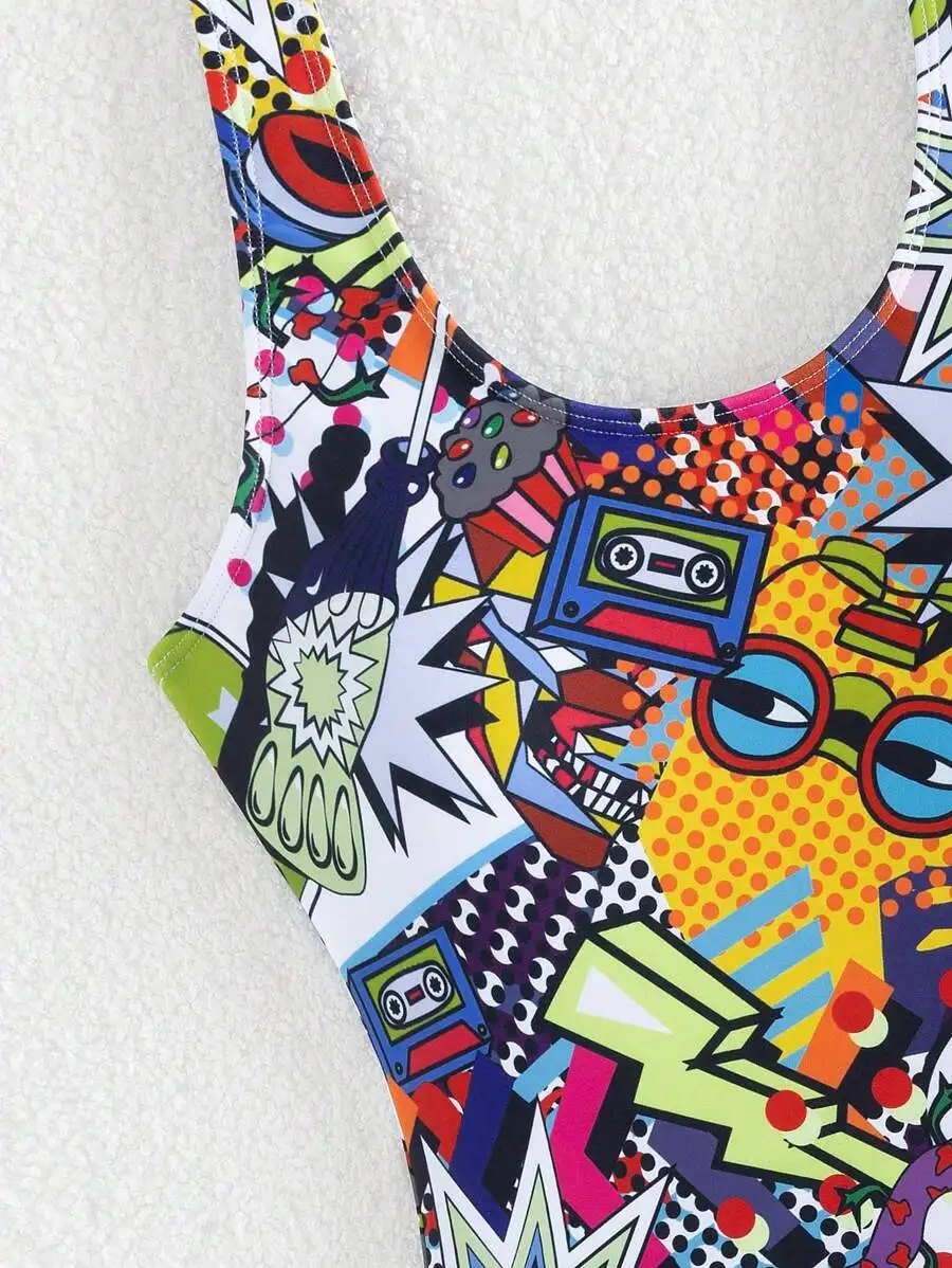 Retro Pop Art Print One-Piece Swimsuit For Women, Figure Flattering Beach Swimwear
Retro Pop Art Print One-Piece Swimsuit For Women, Figure Flattering Beach Swimwear