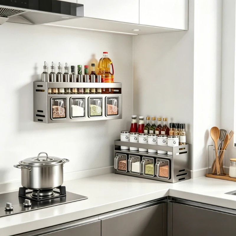 Rustproof Stainless Steel Storage Rack, Wall-Mounted Design, Multifunctional Kitchen Organizer for Seasoning and Sundries
Rustproof Stainless Steel Storage Rack, Wall-Mounted Design, Multifunctional Kitchen Organizer for Seasoning and Sundries