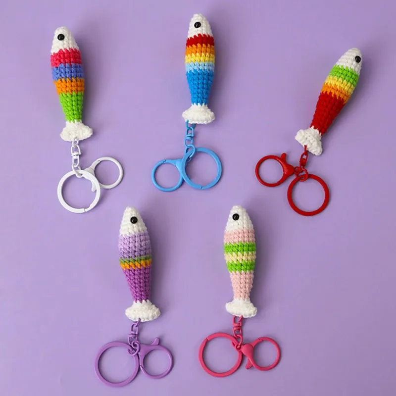 Handmake Crochet Rainbow Fish Keyrings Cute Small Fish Crochet Keychains Knitting Rainbow Fish Pendant Charm Keychain Wholesale
Handmake Crochet Rainbow Fish Keyrings Cute Small Fish Crochet Keychains Knitting Rainbow Fish Pendant Charm Keychain Wholesale