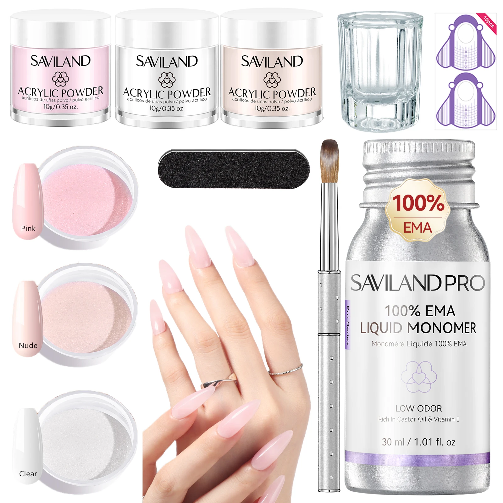 SAVILAND Acrylic Nail Kit Beginner Clear Pink Nude Powder Liquid with 12 Brush Dappen Dish for Extension 3D Carving Home DIY Set
SAVILAND Acrylic Nail Kit Beginner Clear Pink Nude Powder Liquid with 12 Brush Dappen Dish for Extension 3D Carving Home DIY Set