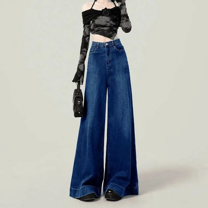 Эластичные джинсы с эффектом похудения, брюки в пол, повседневные женские универсальные широкие брюки с высокой талией.
Эластичные джинсы с эффектом похудения, брюки в пол, повседневные женские универсальные широкие брюки с высокой талией.