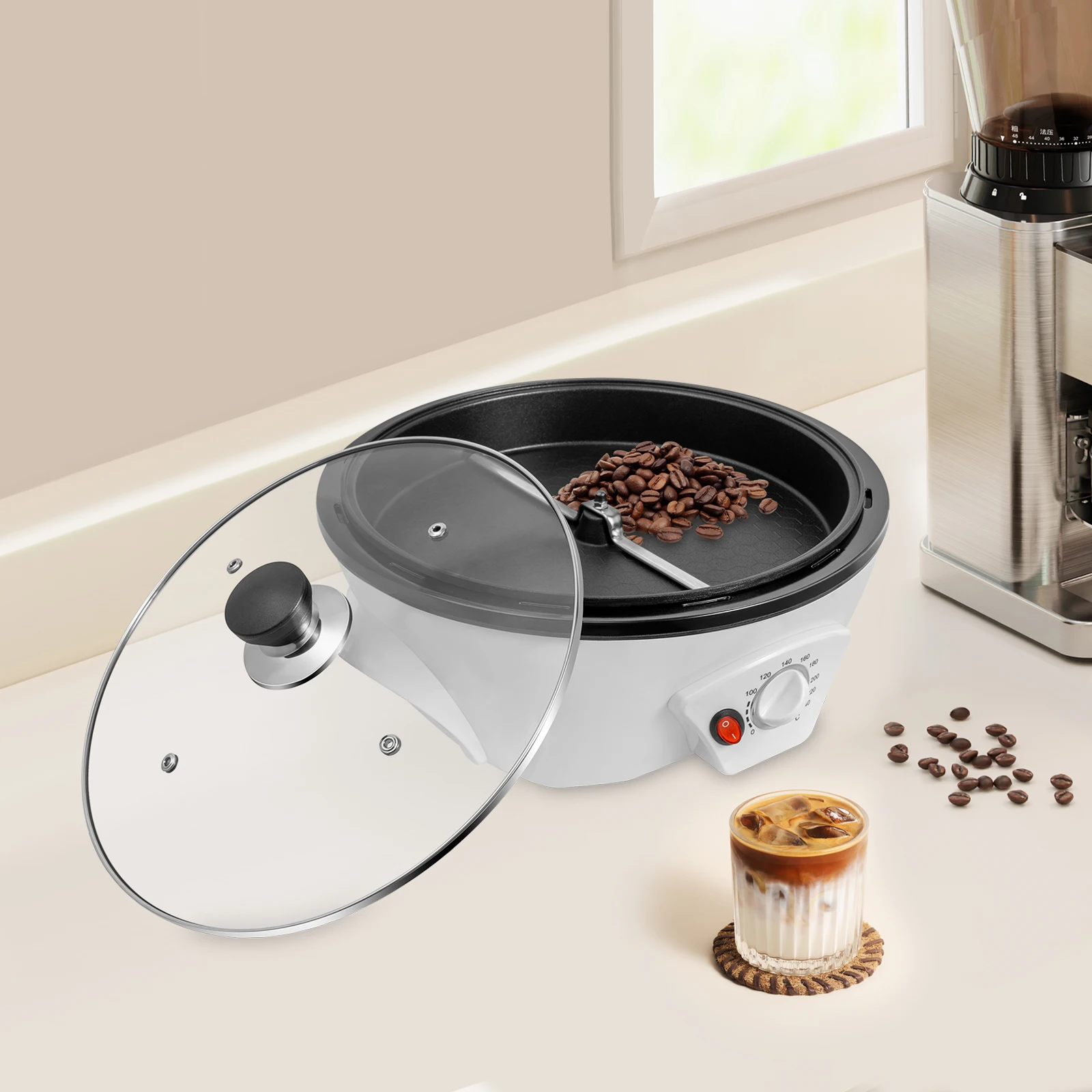 Coffee Bean Baking Machine 800W 12.6*4.7in 1.1lbs Capacity Adjustable Temperature Coffee Machine for Baking Peanuts Coffee Beans
Coffee Bean Baking Machine 800W 12.6*4.7in 1.1lbs Capacity Adjustable Temperature Coffee Machine for Baking Peanuts Coffee Beans
