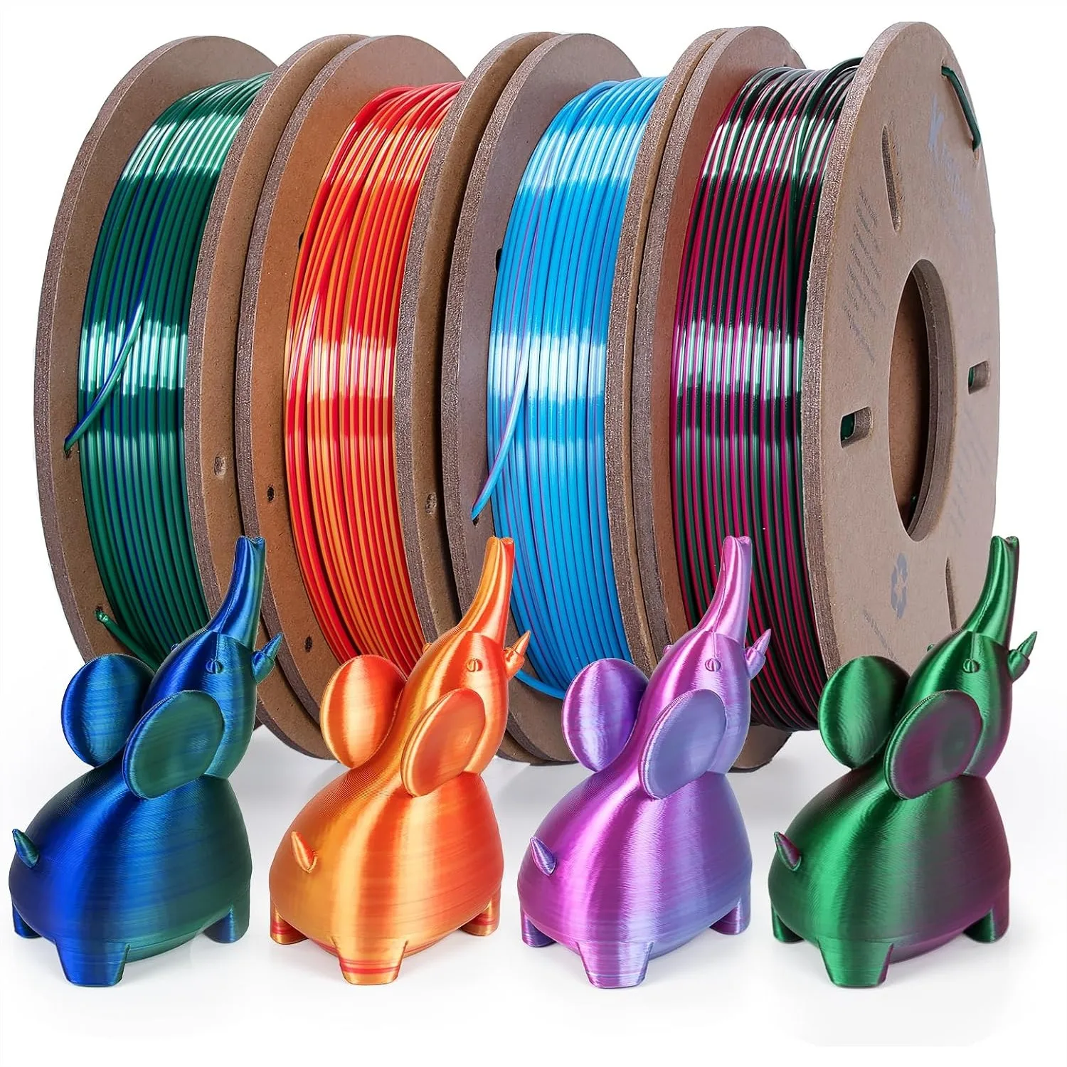 Silk Dual Color PLA Filament Bundle, 1.75 mm Color Changing PLA 3D Printer Filament, 4 Spools 250g Each (Rose & Blue, Red &
Silk Dual Color PLA Filament Bundle, 1.75 mm Color Changing PLA 3D Printer Filament, 4 Spools 250g Each (Rose & Blue, Red &