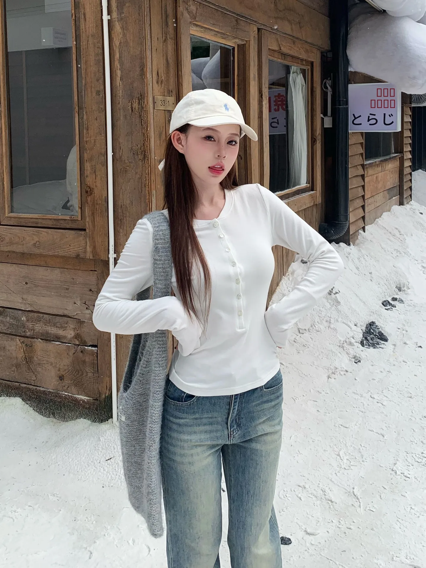 Fce Lined Long Sve Henry Collar Base irt Women's Autumn Winter Slim Fit Inner Wear Top Korean Sle Commute Faion
Fce Lined Long Sve Henry Collar Base irt Women's Autumn Winter Slim Fit Inner Wear Top Korean Sle Commute Faion