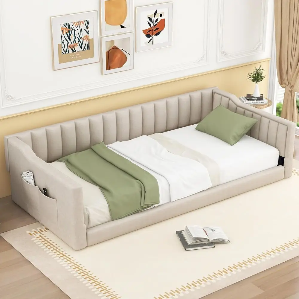 GDStudio Twin XL Upholstered Daybed with Velvet abric, Side Storage ket, Bentwood Slats, ern Compact Soa & Bed or Users, Stylish
GDStudio Twin XL Upholstered Daybed with Velvet abric, Side Storage ket, Bentwood Slats, ern Compact Soa & Bed or Users, Stylish