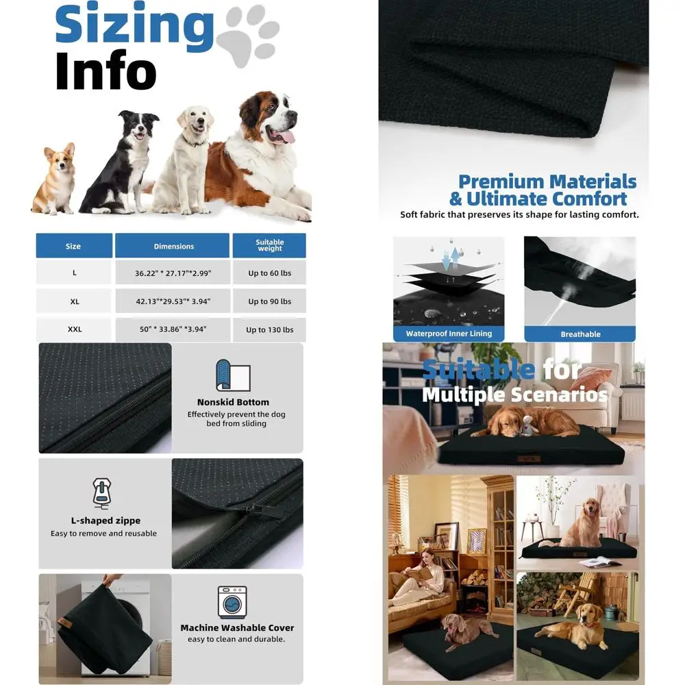 Extra Large Indestructible Waterproof Dog Bed for 90 lbs, Suitable for XL Dogs, Indoor & Outdoor, Black
Extra Large Indestructible Waterproof Dog Bed for 90 lbs, Suitable for XL Dogs, Indoor & Outdoor, Black