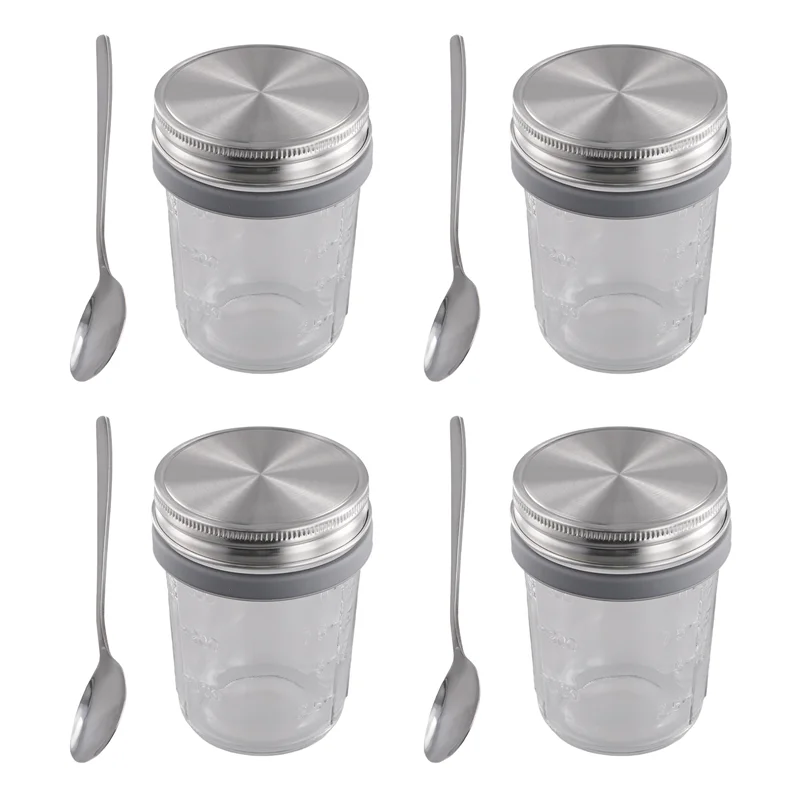 A29M-Mason Jars For Overnight Oats 4 Pack 350Ml Overnight Oats Jar With Spoons & Airtight Stainless Steel Lids Breakfast Pots
A29M-Mason Jars For Overnight Oats 4 Pack 350Ml Overnight Oats Jar With Spoons & Airtight Stainless Steel Lids Breakfast Pots