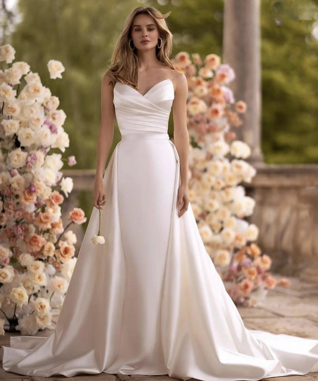 Sweetheart Wedding Dress Satin Detachable Skirt For Women Sleeve Bridal Gowns Stunning
Sweetheart Wedding Dress Satin Detachable Skirt For Women Sleeve Bridal Gowns Stunning