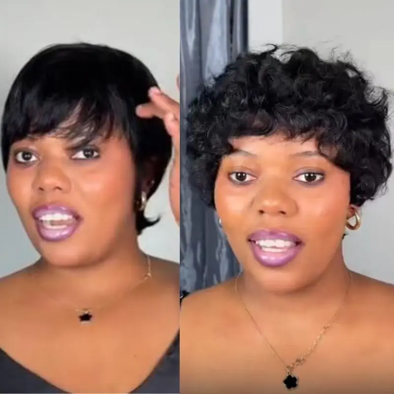 Парик Klaiyi Pixie Cut Bob из натуральных черных человеческих волос машинной работы с челкой, можно перекрашивать
Парик Klaiyi Pixie Cut Bob из натуральных черных человеческих волос машинной работы с челкой, можно перекрашивать