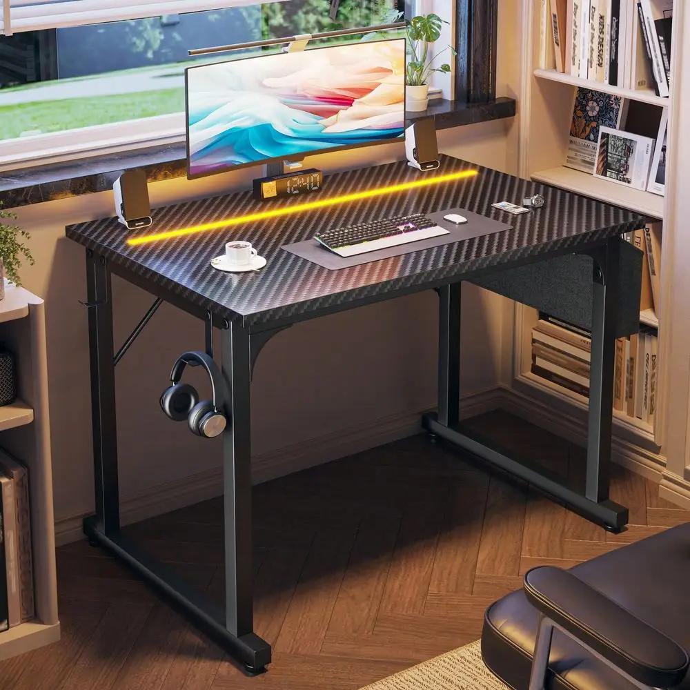 W Computer Desk With LED Lights,Sturdy Writing Desk With Storage Pouch Headphone Hook Spacious For Home Office Bedroom Dormitor
W Computer Desk With LED Lights,Sturdy Writing Desk With Storage Pouch Headphone Hook Spacious For Home Office Bedroom Dormitor