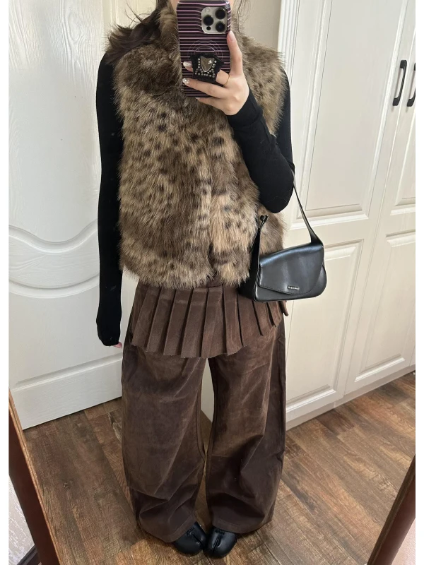 Retro American Brown Pleated Skirt Pants Women's Spring Autumn Loose Trousers Casual Straight Leg Pants Natural Waist
Retro American Brown Pleated Skirt Pants Women's Spring Autumn Loose Trousers Casual Straight Leg Pants Natural Waist