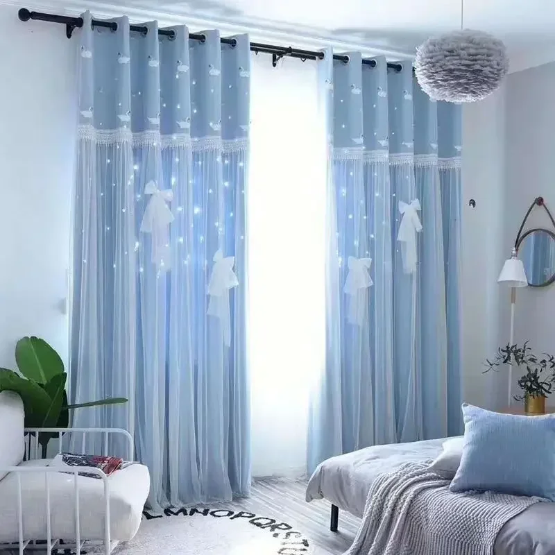 Curtains Hollow Star Princess Style Nordic Blackout Cloth and Sand Integrated Double-layer Children's Room Bay Window Bedroom
Curtains Hollow Star Princess Style Nordic Blackout Cloth and Sand Integrated Double-layer Children's Room Bay Window Bedroom