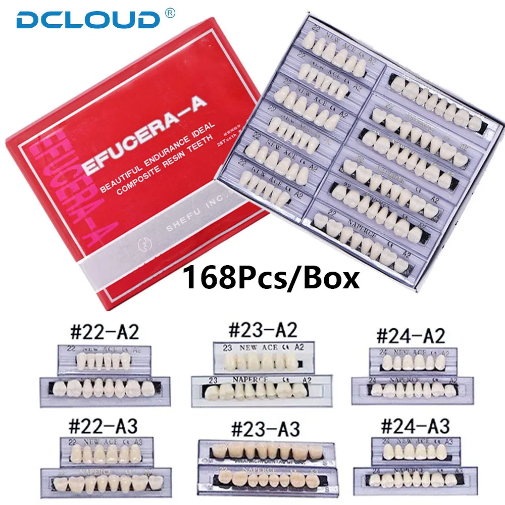 168Pcs/Box Dental Acrylic Synthetic Resin Teeth Two-Layer Shade A2 A3 22#/23#/24# Denture Full Mouth Fake Upper Lower Tooth Set
168Pcs/Box Dental Acrylic Synthetic Resin Teeth Two-Layer Shade A2 A3 22#/23#/24# Denture Full Mouth Fake Upper Lower Tooth Set