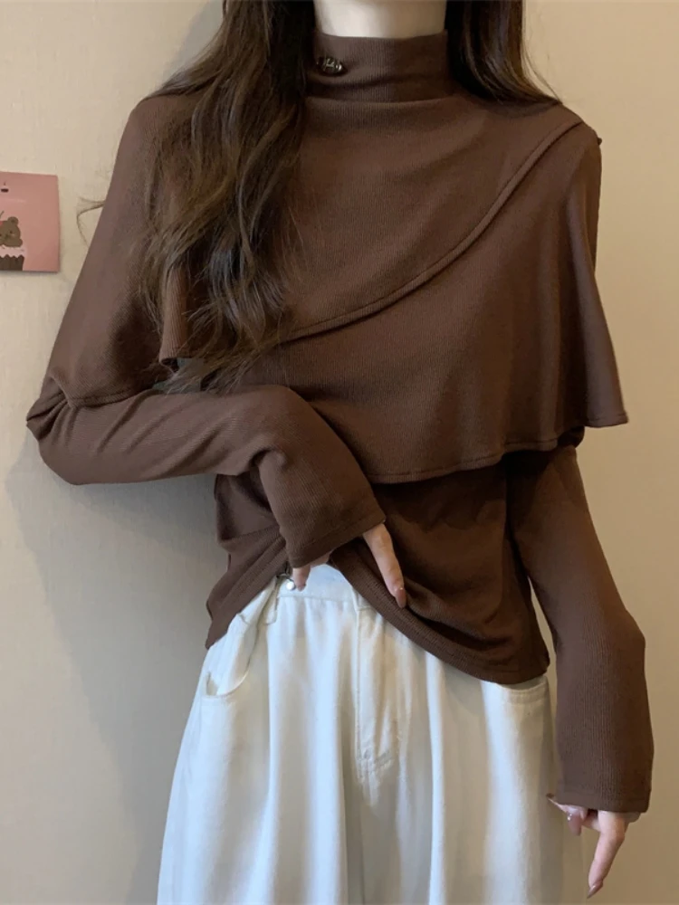Fashionable Knitted Half High Collar Base Shirt for Women plus Size Slimming Design Spring Autumn Top Layered Look T-Shirt
Fashionable Knitted Half High Collar Base Shirt for Women plus Size Slimming Design Spring Autumn Top Layered Look T-Shirt