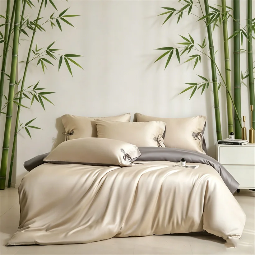3/4pcs Embroidered Bedding Set 100% Bamboo Duvet Cover Set with Quilt Cover Bed Sheet Pillowcase for All Seasons Cooling Silky
3/4pcs Embroidered Bedding Set 100% Bamboo Duvet Cover Set with Quilt Cover Bed Sheet Pillowcase for All Seasons Cooling Silky