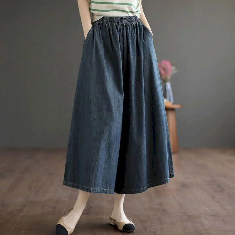 Wide Leg Pants Solid Elastic Waisted Loose Casual Vintage Korean Style Harajuku Thin Denim Trousers Women Clothing Baggy Pants
Wide Leg Pants Solid Elastic Waisted Loose Casual Vintage Korean Style Harajuku Thin Denim Trousers Women Clothing Baggy Pants