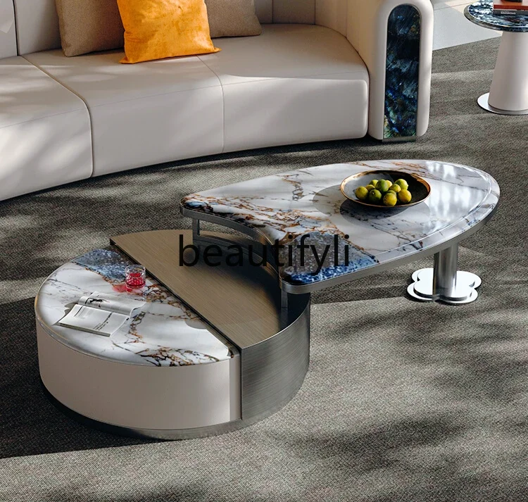Minimalist natural marble multi-functional rotating storage modern light luxury coffee table
Minimalist natural marble multi-functional rotating storage modern light luxury coffee table