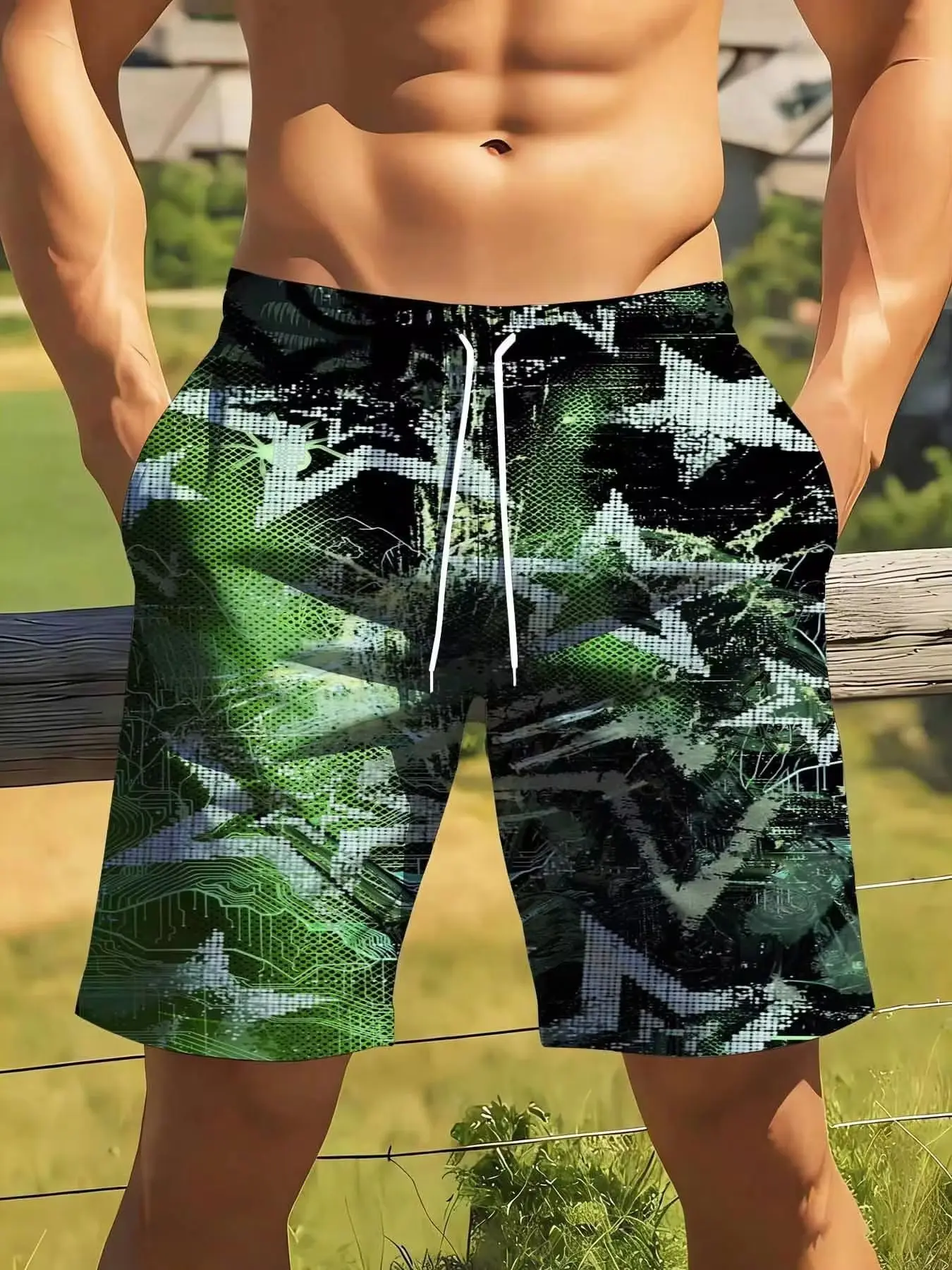 Green Digital Camouflage Swim Shorts For Men With Drawstring Waist Big Size Suitable For Casual And Sports Wear
Green Digital Camouflage Swim Shorts For Men With Drawstring Waist Big Size Suitable For Casual And Sports Wear