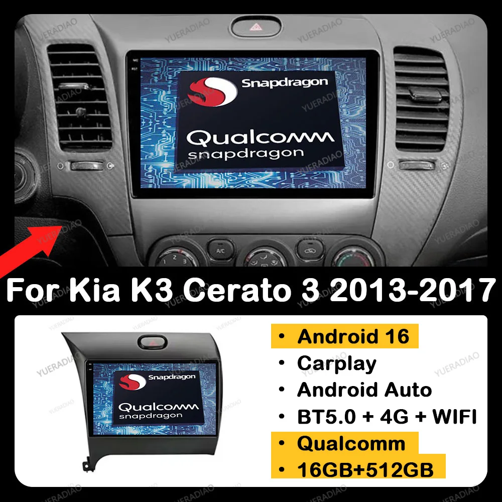 Android 16 Car Radio For Kia K3 Cerato 3 Forte 2013 - 2017 GPS NAVI QLED 2DIN Multimedia Stereo Video Player Qualcomm Head Unit
Android 16 Car Radio For Kia K3 Cerato 3 Forte 2013 - 2017 GPS NAVI QLED 2DIN Multimedia Stereo Video Player Qualcomm Head Unit