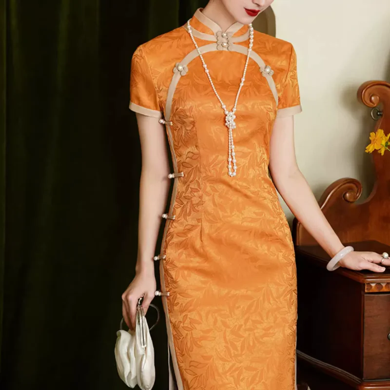 Chinese Style Retro Old Shanghai Cheongsam Printed Dress For Women
Chinese Style Retro Old Shanghai Cheongsam Printed Dress For Women