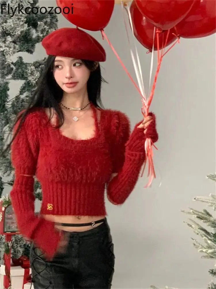 Christmas Outfit Sexy Hot Girl Halter Neck Knitted Bottoming Shirt Women's Winter High-Quality Long-Sleeved Top Red Sweater
Christmas Outfit Sexy Hot Girl Halter Neck Knitted Bottoming Shirt Women's Winter High-Quality Long-Sleeved Top Red Sweater