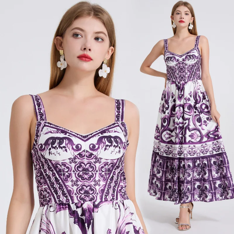 Women's 2025 Spring New Bohemian Style Elegant Mid-Length Flared Print Camisole Dress
Women's 2025 Spring New Bohemian Style Elegant Mid-Length Flared Print Camisole Dress