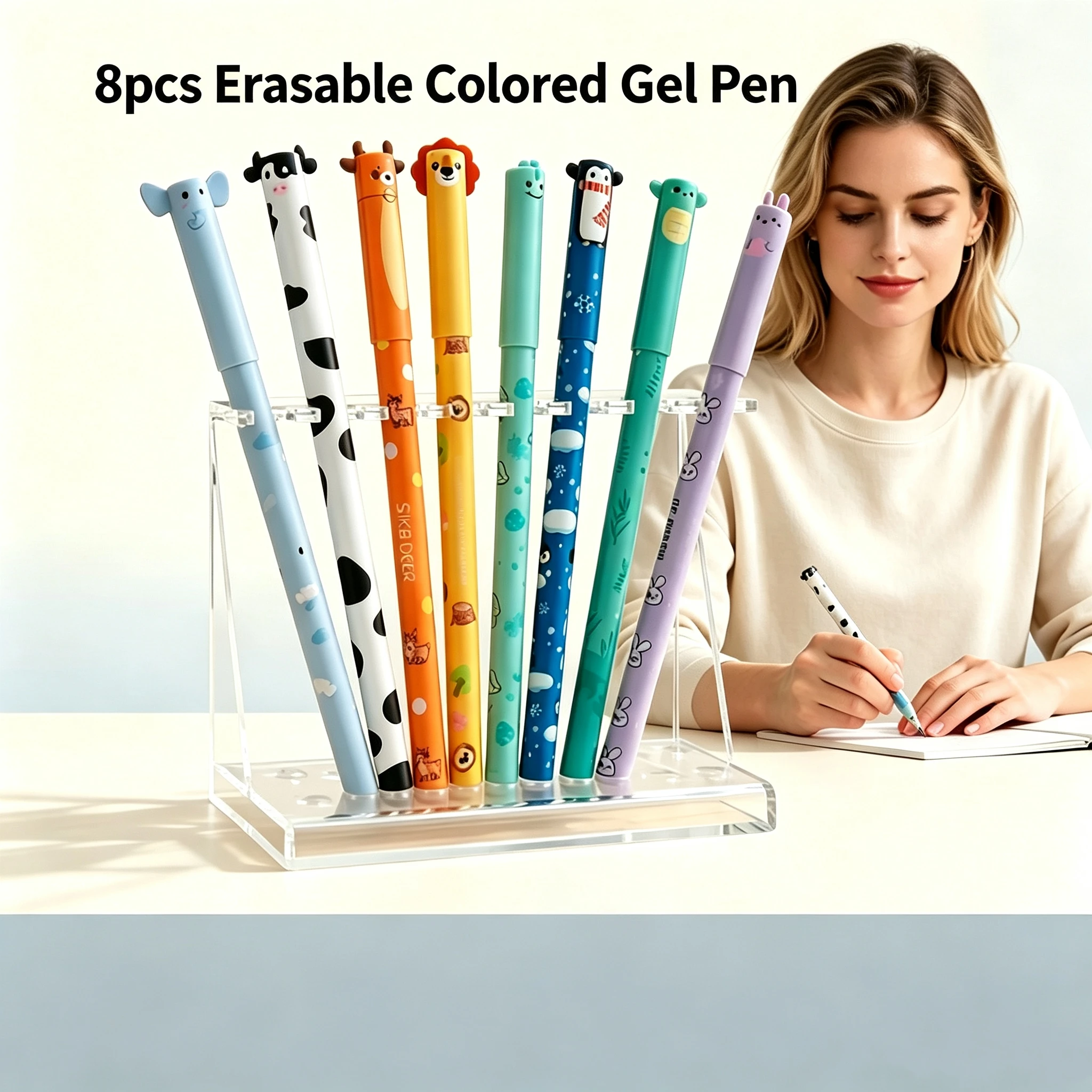 Cartoon Design 8pcs Set Colorful Erasable Gel Pens 8 Assorted Colors 0.5mm Refill Writing Pens for Note Taking Marking
Cartoon Design 8pcs Set Colorful Erasable Gel Pens 8 Assorted Colors 0.5mm Refill Writing Pens for Note Taking Marking